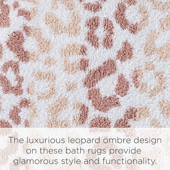 Juicy Couture Set of 2 Pink Ombre Leopard Print Absorbent Quick Dry Bath Mats - Picture 14 of 15